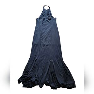 Free People NWT Letmebe Black Halter Elegant Whimsigoth Grunge Maxi dress Sz M